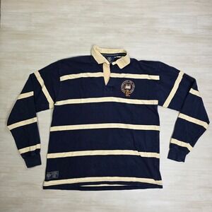University of Oxford Collection Mens Rugby Polo Shirt Long Sleeve Blue Beige XXL